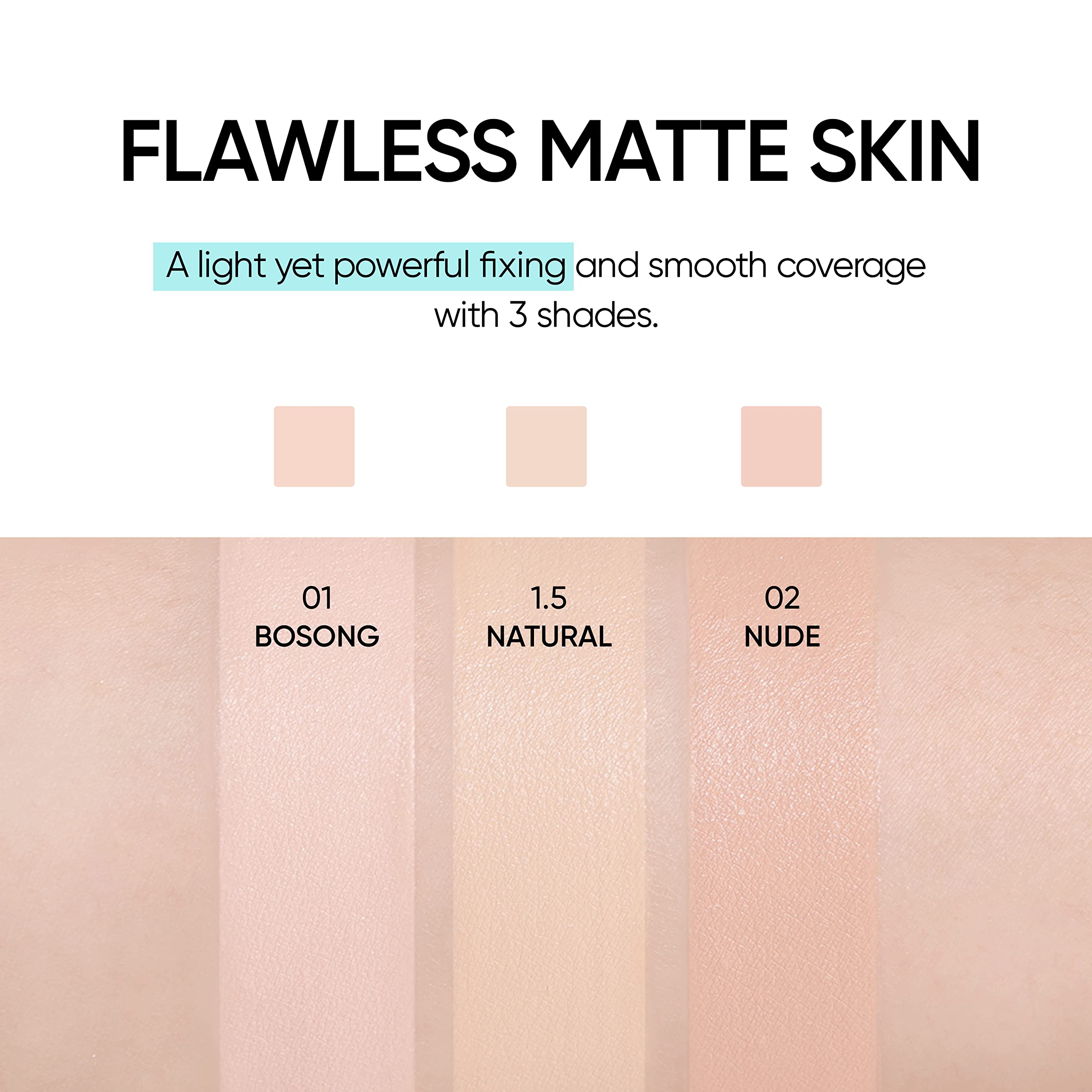 Meta Fixing Cushion Foundation 01 BOSONG | clear beige pink | Matte, dewy, glow, long-lasting, double coverage, clean beauty, lightweight, natural look, foundation for sensitive skin,hydrating cushion