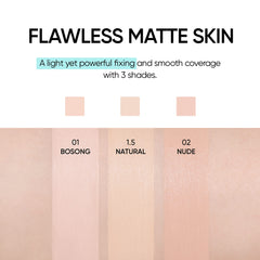 Amuse SEOUL Meta Fixing Cushion Foundation 02 NUDE | peach | Matte, fluffy texture, long-lasting, high coverage, bright finish, clean beauty, vegan