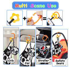 KUANGO 3 Pcs Black and White High Contrast Baby Toys, Newborn to 3 Months, Montessori Sensory Soft Book for Early Education, Infant Tummy Time Toys, Baby Gifts