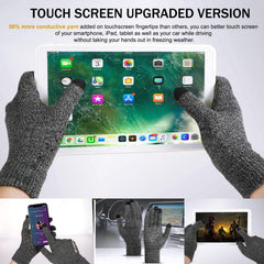 TERRIFI 2 Pairs of Winter Knit Gloves, Warm Full Fingers Men Women with Upgraded Touch Screen - Anti-Slip Glove Fleece Lined for Winter Outdoor sports for Winter Outdoor sports, 21x11CM