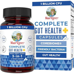 MARYRUTH'S Complete Gut Health+ Probiotic Capsules, with Post & Prebiotics | Prebiotics & Postbiotics, 5 Probiotic Strains, 1 Billion CFU, Vegan Gut Support, 30 Servings