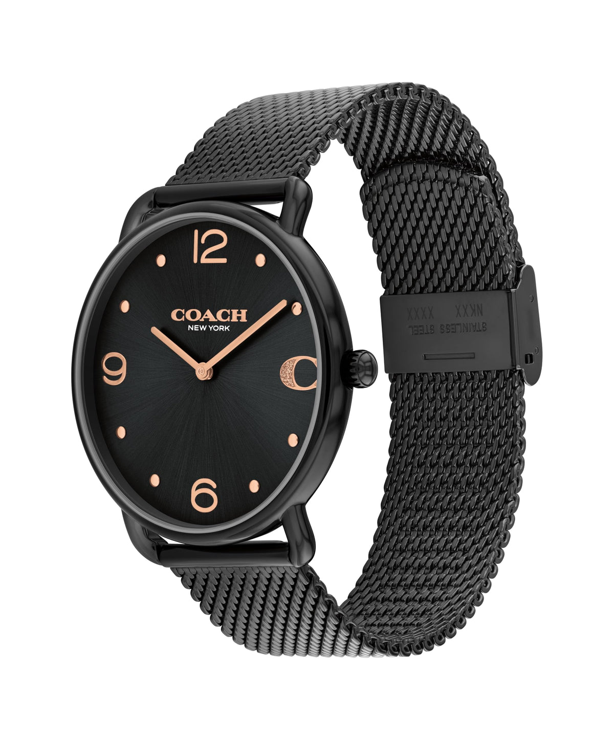 COACH WOMEN'S BLACK DIAL IONIC PLATED BLACK STEEL BRACELET WATCH - 14504256