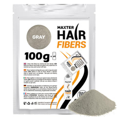Maxter REFILL BAG HAIR FIBER Grey 100g - Hair fibers for Men & Women - 100% Natural Powder for Building, Thickening and Covering Loss