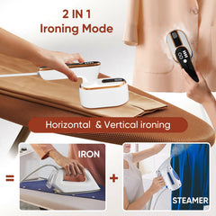 KASTWAVE Travel Steamer for Clothes, Portable Handheld Steam Garment Steamer Foldable, LED Display & 4 Level Steam, Mini Small Handheld Iron, Effortless Wrinkle Clothes, for Home & Travel (White)