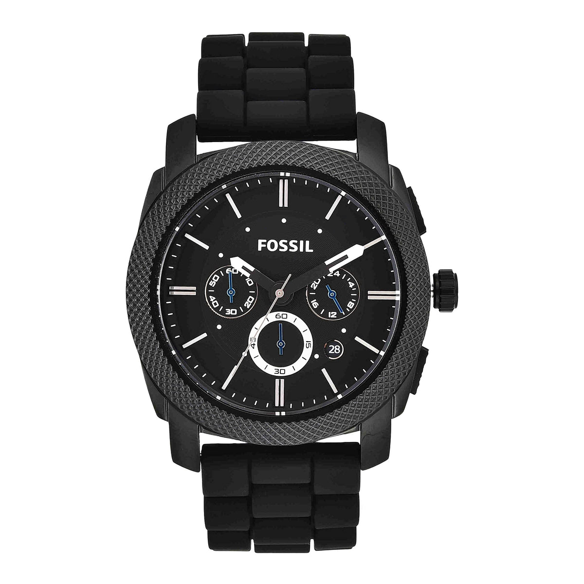 Fossil Machine Men's Watch with Stainless Steel or Leather Band, Chronograph or Analog Watch Display Black