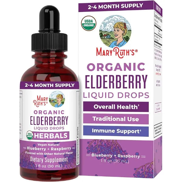 MARYRUTH'S Elderberry Liquid Drops for Adults & Kids, 1 oz, Immune Support | Immune Support, 150mg Elderberry Extract, USDA Organic, Sugar Free, Vegan