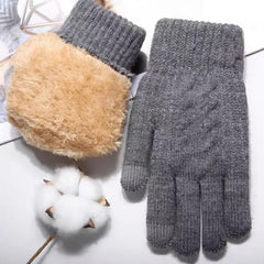 BananaHome Thermal Winter Gloves Fleece Lining Touch Screen Knit Stretchy Warm Gloves Cold Weather Gloves for Running Cycling Riding for Men Women - Grey