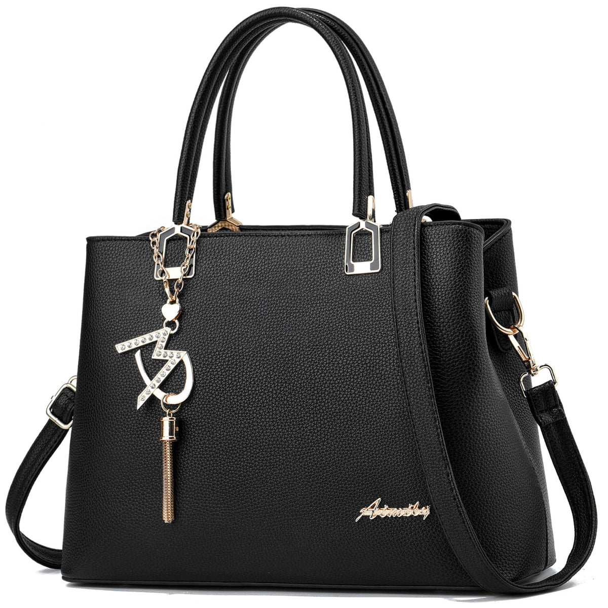 Womens Purses and Handbags Shoulder Bags Ladies Designer Top Handle Satchel Tote Bag - Liz Black
