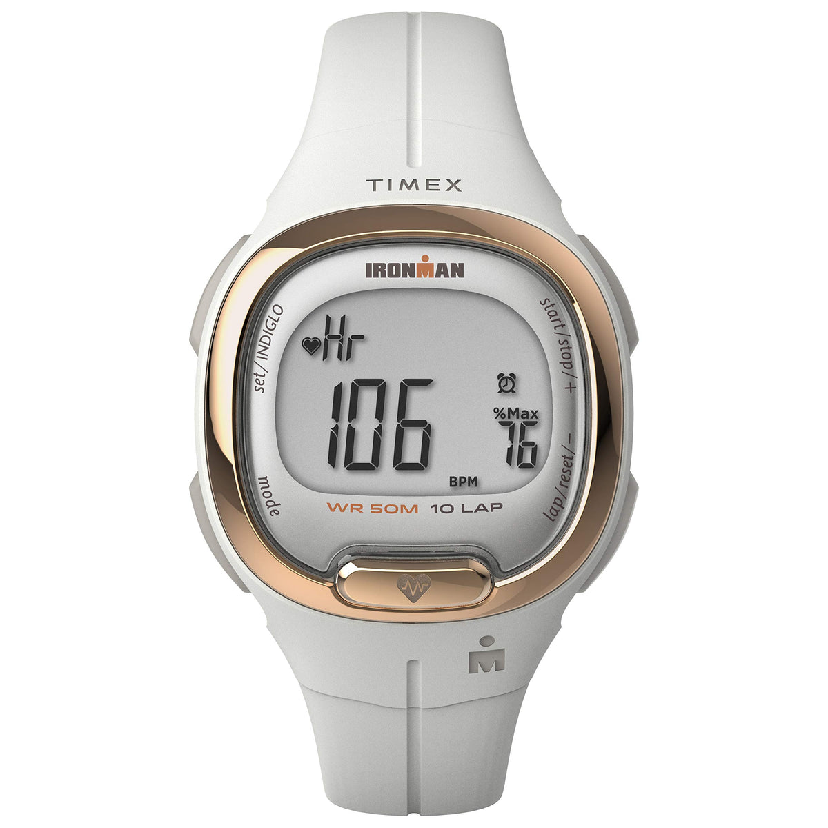 TIMEX Transit+ Watch with Activity Tracking & Heart Rate 33mm - White/Rose Gold-Tone