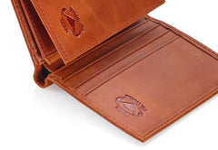 Stealth Mode Leather Trifold RFID Wallet For Men With Flip Out ID Holder - Light Brown
