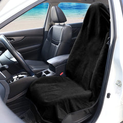 Leader Accessories 1 pcs Cloth Towel Front Bucket Seat Cover Black for Cars SUV Trucks Machine washable - Waterproof