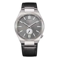Citizen Tsuyosa men's automatic watch grey leather strap NK5010-01H steel case small seconds