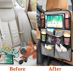 TERRIFI Car Seat Organiser, 2 Pcs Car Back Seat Organiser for kids, Car Seat Protector With 9 Storage, Car Accessories for Family Road Trip (Grey)