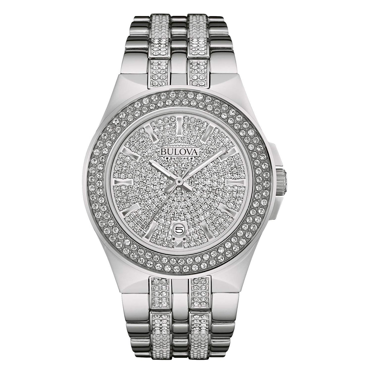 Bulova Men's 96B235 Swarovski Crystal Stainless Steel Watch - Silver