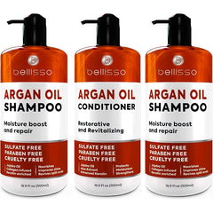 BELLISSO Moroccan Argan Oil Shampoo and Conditioner Set and Argan Oil Shampoo