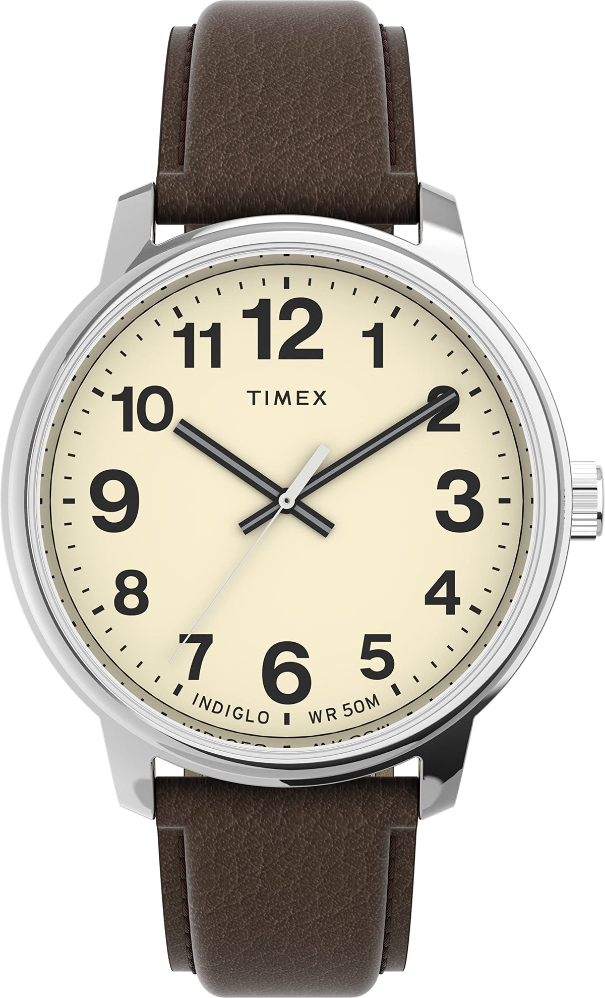 Timex Easy Reader Men's 43mm Leather Strap Watch-Brown