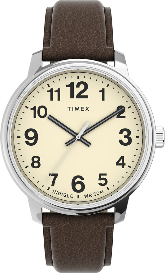 Timex Easy Reader Men's 43mm Leather Strap Watch-Brown