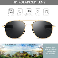 SUNGAIT Men's Military Style Polarized Pilot Aviator Sunglasses Bayonet Temples