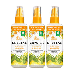 Crystal Essence Mineral Deodorant Spray, Chamomile & Green Tea 4 oz (Pack of 3)