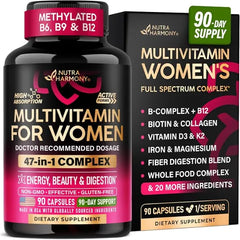 NUTRAHARMONY Multivitamin for Women 47in1 B Complex, Biotin, D3 & K2, Iron 90 Caps