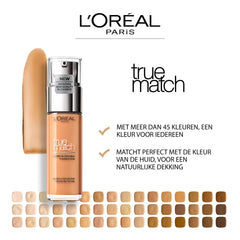 L'Oréal Paris Make-up, Liquid Foundation with Hyaluronic and Aloe Vera, Perfect Match Make-Up, No. 3.N Creamy Beige, 30 ml