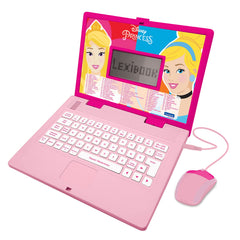 Lexibook Disney Princess - Educational and Bilingual Laptop German/English - Girls Toy with 124 Activities to Learn, Play Games and Music with the Disney Princesses, Pink