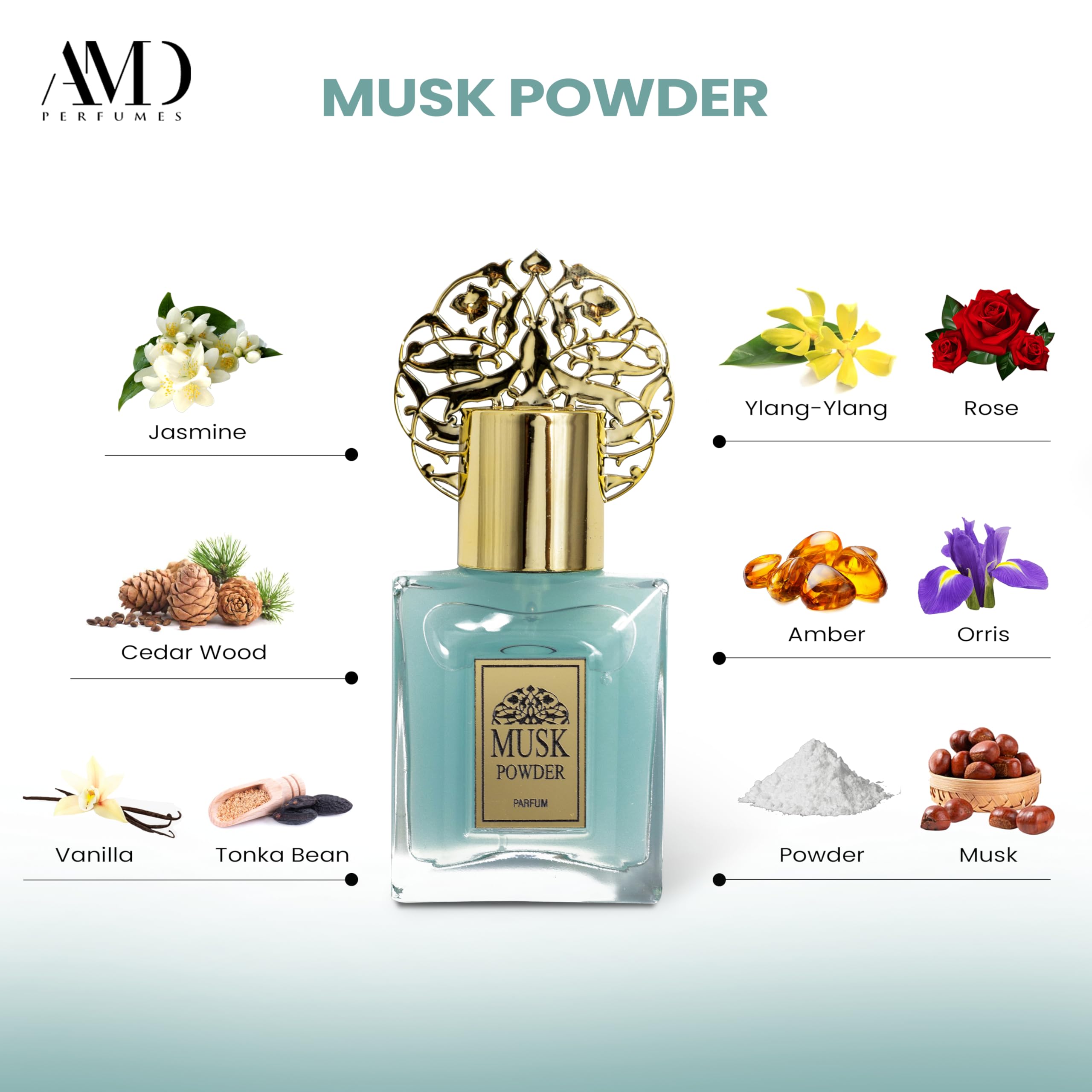 ARO FAC AMD Perfumes Musk Powder Perfume For Women - Long Lasting Women's Fragrances - Gift for Women Eau de Parfum EDP 30ml