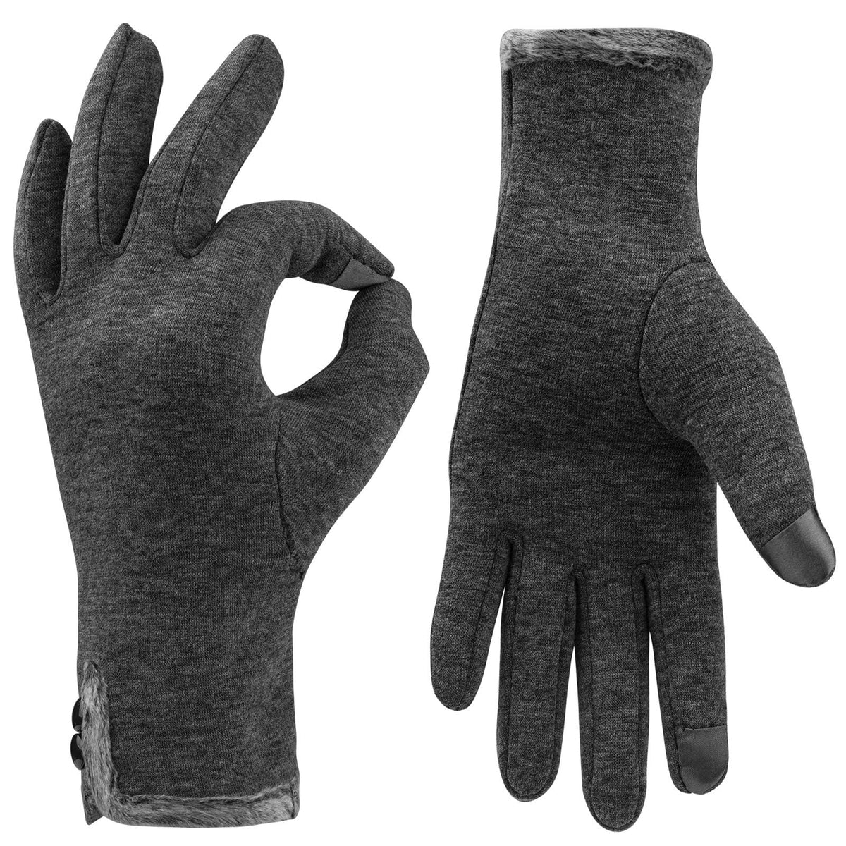 KASTWAVE Women Winter Gloves Warm Touch Screen Gloves Windproof Gloves for Women Girls Winter Using Fleece Lined Thick Warm Gloves Gifts - Gray