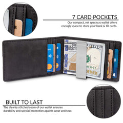 TRAVANDO Money Clip Wallet Atlanta Mens Front Pocket Slim RFID Blocking - Credit Card Holder - Mini Bifold - Grey