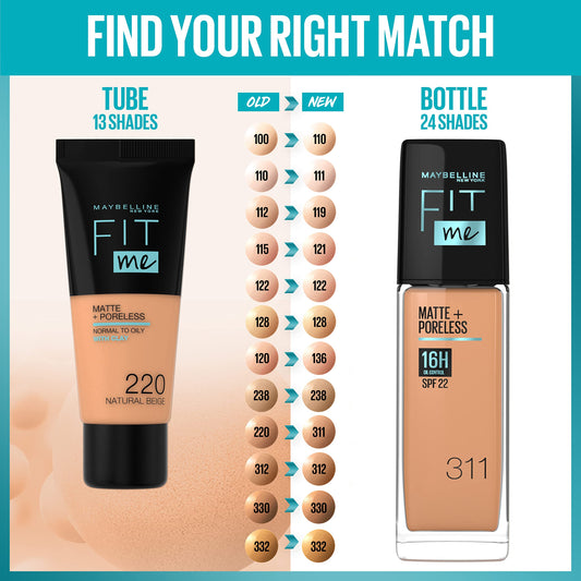 Maybelline New York New York Fit Me Matte & Poreless Foundation 16H Oil Control with SPF 22-190