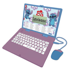 Lexibook, Disney Stitch, Bilingual Italian/English educational computer, Toy for children with 124 language, writing, maths, logic, music activities and games, Purple/Blue