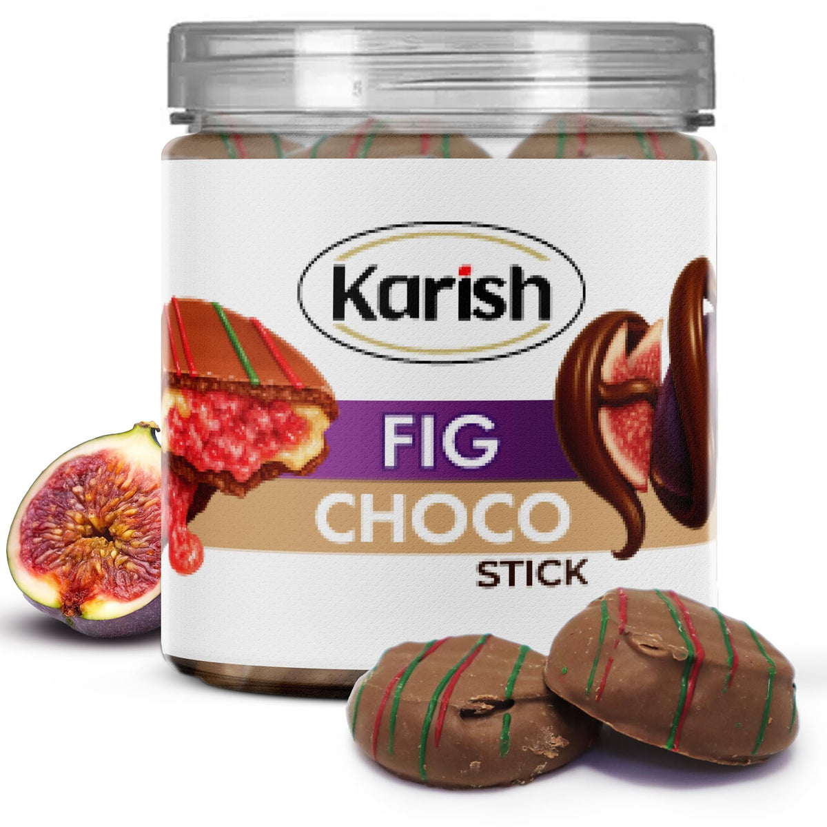 Karish Freeze Dried Chocolate Fig – 150g - Crunchy Fruity Snack Coated in Rich Cocoa - Healthy Treat for Gifting & Sharing