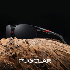 PUKCLAR Mens Driving Sunglasses Polarized Sports Sunglasses Al-Mg Metal Frame Cycling Fishing Golf Goggles
