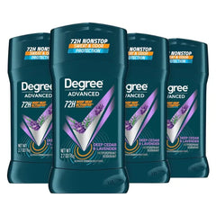 Degree Men Antiperspirant Deodorant Stick Deep Cedar & Lavender, 72-Hour Sweat and Odor Protection Deodorant for Men With Body Heat Activated Technology 2.7 oz (Pack of 4)