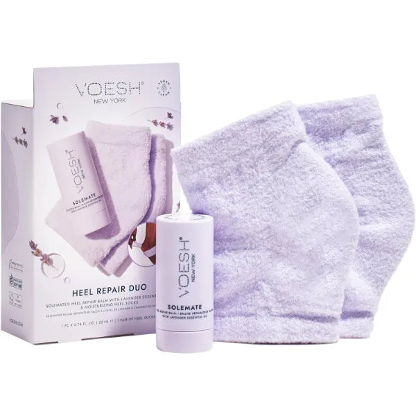 VOESH Heel Repair Duo, Solemate Heel Repair Balm & Moisturizing Heel Socks, Cracked Heel Stick Balm, Foot Care for Men & Women, at-Home Foot Care, K-Beauty Korean Skincare - Lavender