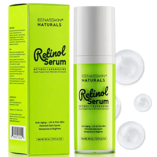 Enaskin Naturals Anti-Wrinkle Retinol Serum for Face: Anti Aging Firming Skin Treatment with Hyaluronic Acid & Collagen - Deep Hydration Facial Care for Women Over 30，Daily & Night Use, 1.0 fl.oz
