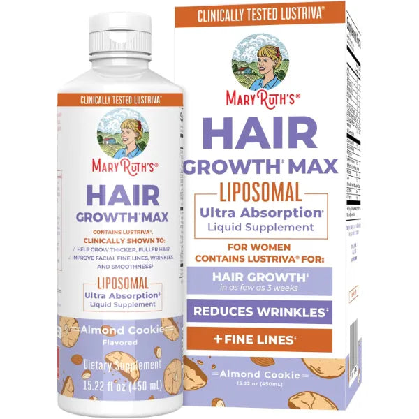 MARYRUTH'S Hair Growth Max Liposomal 10000mcg Biotin, Thicker Hair, 15.22oz | Lustriva® + Pumpkin Seed Oil, Hair Care, Wrinkles, Fine Lines, Skin Care, Ages 18+