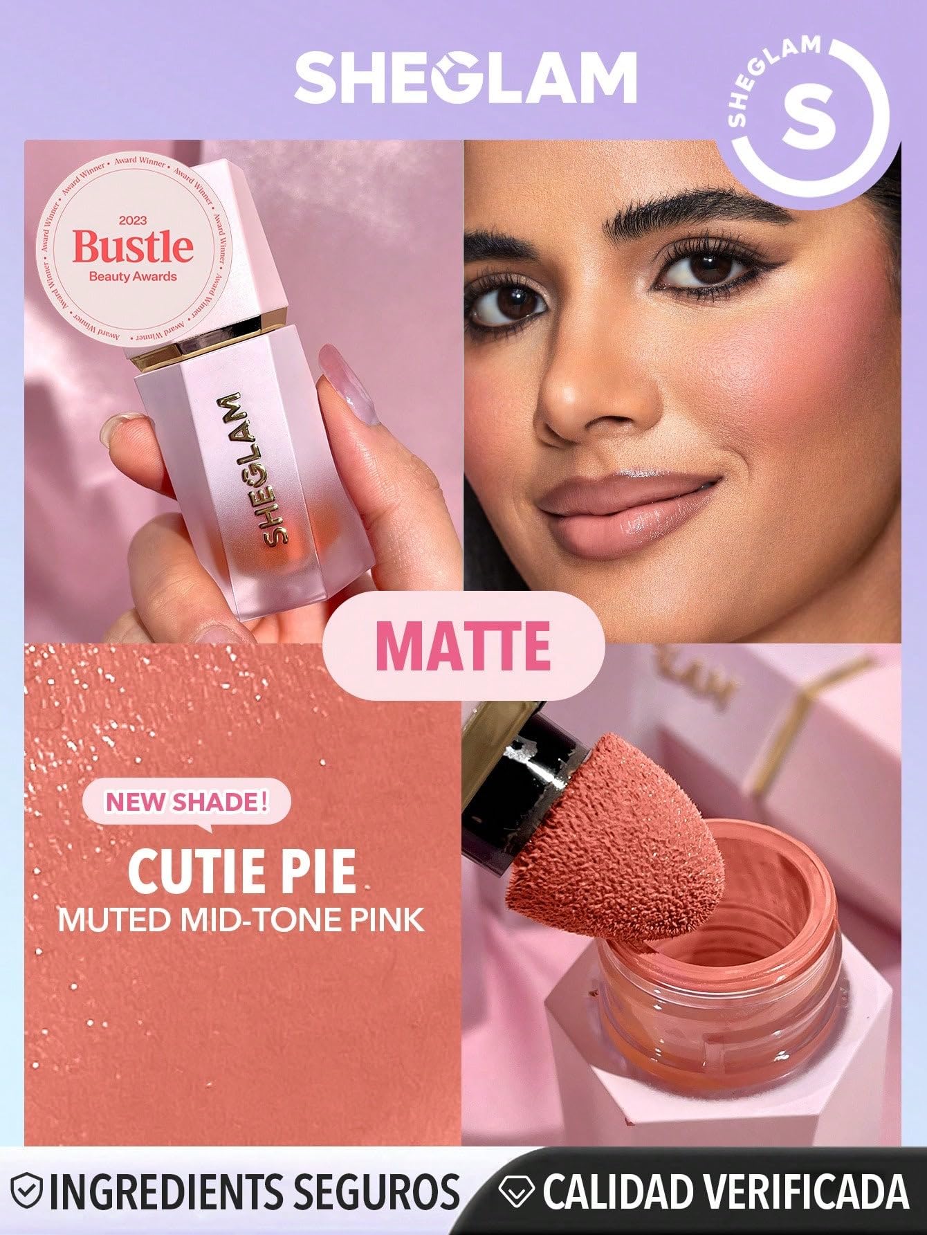 SHEGLAM Makeup - Color Bloom Liquid Blush Matte Finish - Long-wearing Waterproof Gel-Cream Blush with Sponge Tip Applicator (Cutie Pie)