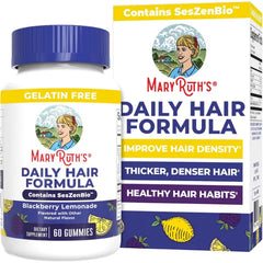 MARYRUTH'S Daily Hair Formula Gummies | with 500 mg SesZenBio + 2,500 mcg Biotin | Thicker, Denser Hair for Women | Vitamins A & C | Hair, Skin, & Nail Health | Collagen Production | 60 ct