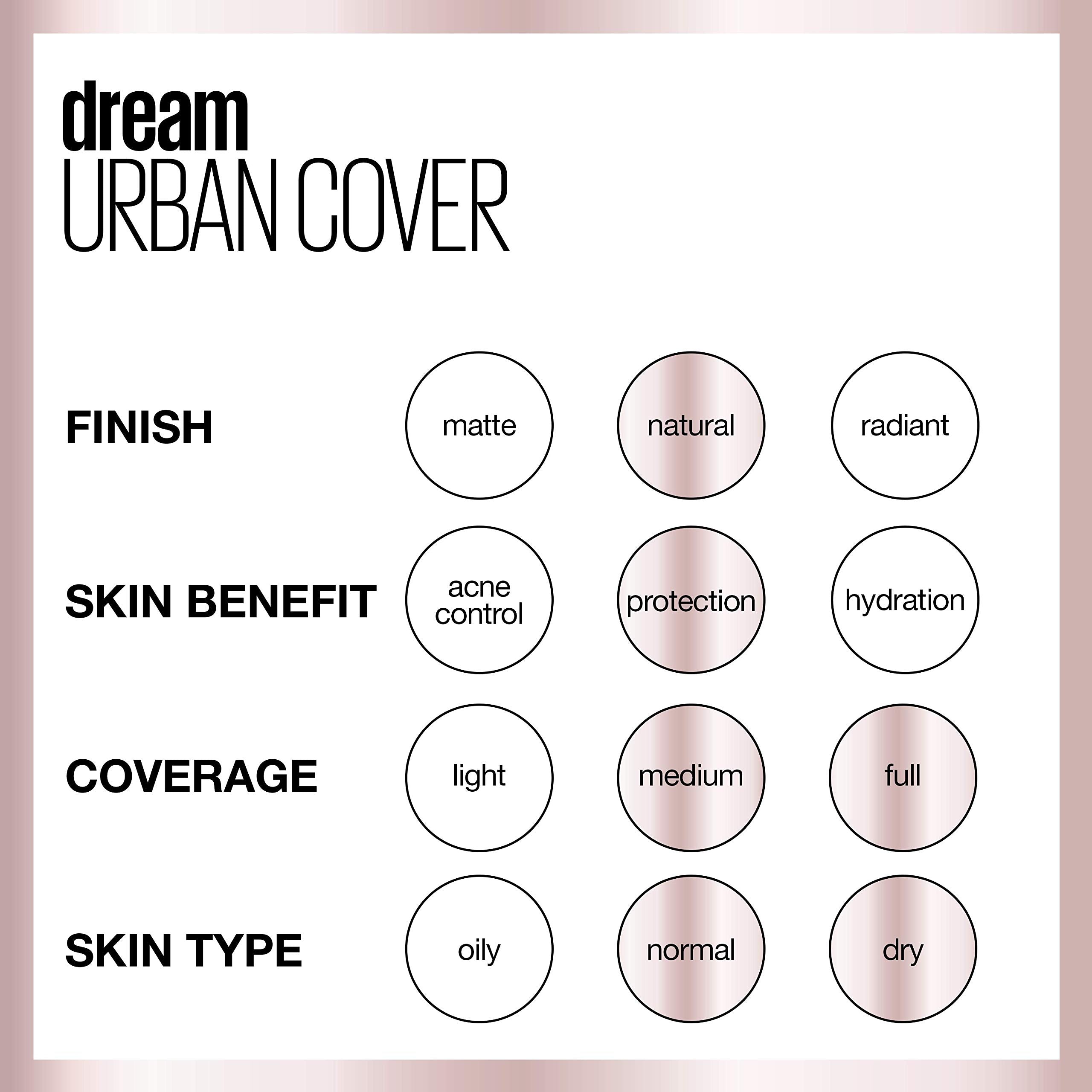 Maybelline Dream Urban Cover Flawless Coverage Foundation Makeup, SPF 50, Cafe Au Lait