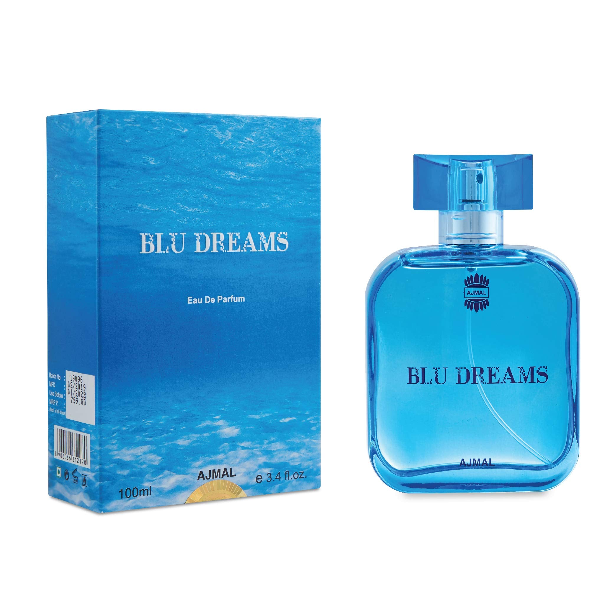 Ajmal Bombay Dreams EDP Floral Fruity Perfume 100ml for Women and Blu Dreams EDP Citurs Fruity Perfume 100ml for Men + 2 Parfum Testers FREE