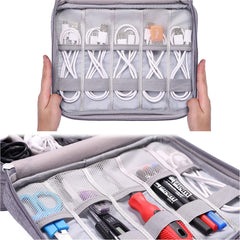 Cable Organizer Bag,Waterproof Travel Electronic Storage with Adjustable Divider Shockproof Portable,for SD Card Case,USB Flash Drive,Charging Cords,USB Charger,Mini Tablet