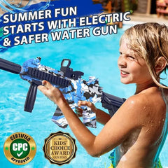 Electric Water Gun, Automatic Squirt Gun Water Toy Strongest Soaker, High Capacity Waterproof Long Range Pool Beach Swimming Outdoor Toys for 6-12 Year Old Boys & Adults