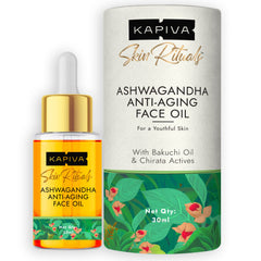 Kapiva Ashwagandha Anti-Aging Face Oil (30ml) | Plant Based Retinol | 100% Ayurvedic Oil for Wrinkles & Fine Lines | With Bakuchi Oil, Herbal Actives