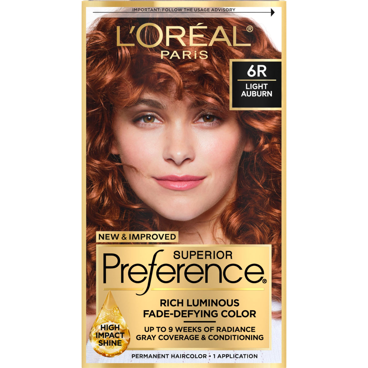 L’Oréal Paris L'Oréal Paris Superior Preference Fade-Defying + Shine Permanent Hair Color, 6R Light Auburn, 1.