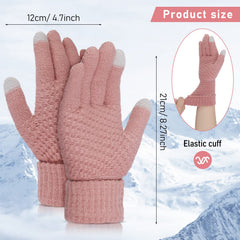 Women's Winter Warm Touchscreen Gloves, Thermal Knit Soft Fleece Lined Gloves Winter Texting Gloves Elastic Cuff Anti-Slip Gloves - Pink