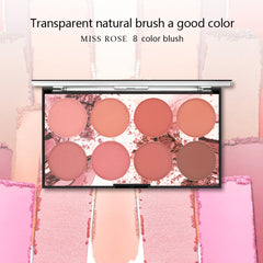 MISS ROSE M 8 Colors Face Blush Palette,Professional Facial Makeup Blusher,Natural and Long Lasting Delicate Contour Palette,Highlight Blush Palette (8 colors)