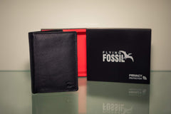Flying Fossil Genuine Leather Hand-Crafted Wallet For Men - Black