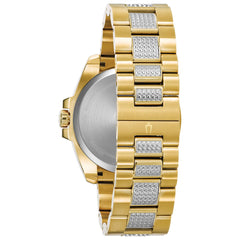 Bulova Men's Crystals Phantom Gold Tone Stainless Steel 6-Hand Multi-Function Quartz Watch Style: 98C128, Blue, Crystal Octava Multi-Function Gold-Tone Stainless Steel Bracelet Crystal - Multicolor