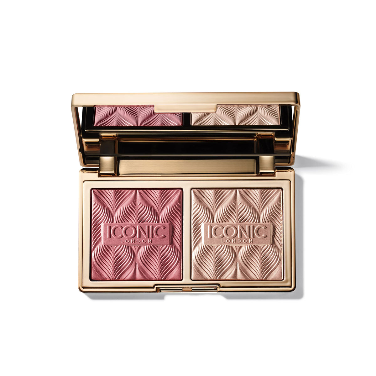 ICONIC London Silk Glow Duo | Hybrid Gel-Powder Blush & Highlighter Compact | For Radiant & Glowing Skin | 100% Vegan & Cruelty Free | Rose Glow